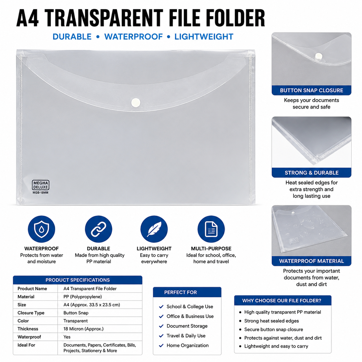 A4 Transparent File Folder