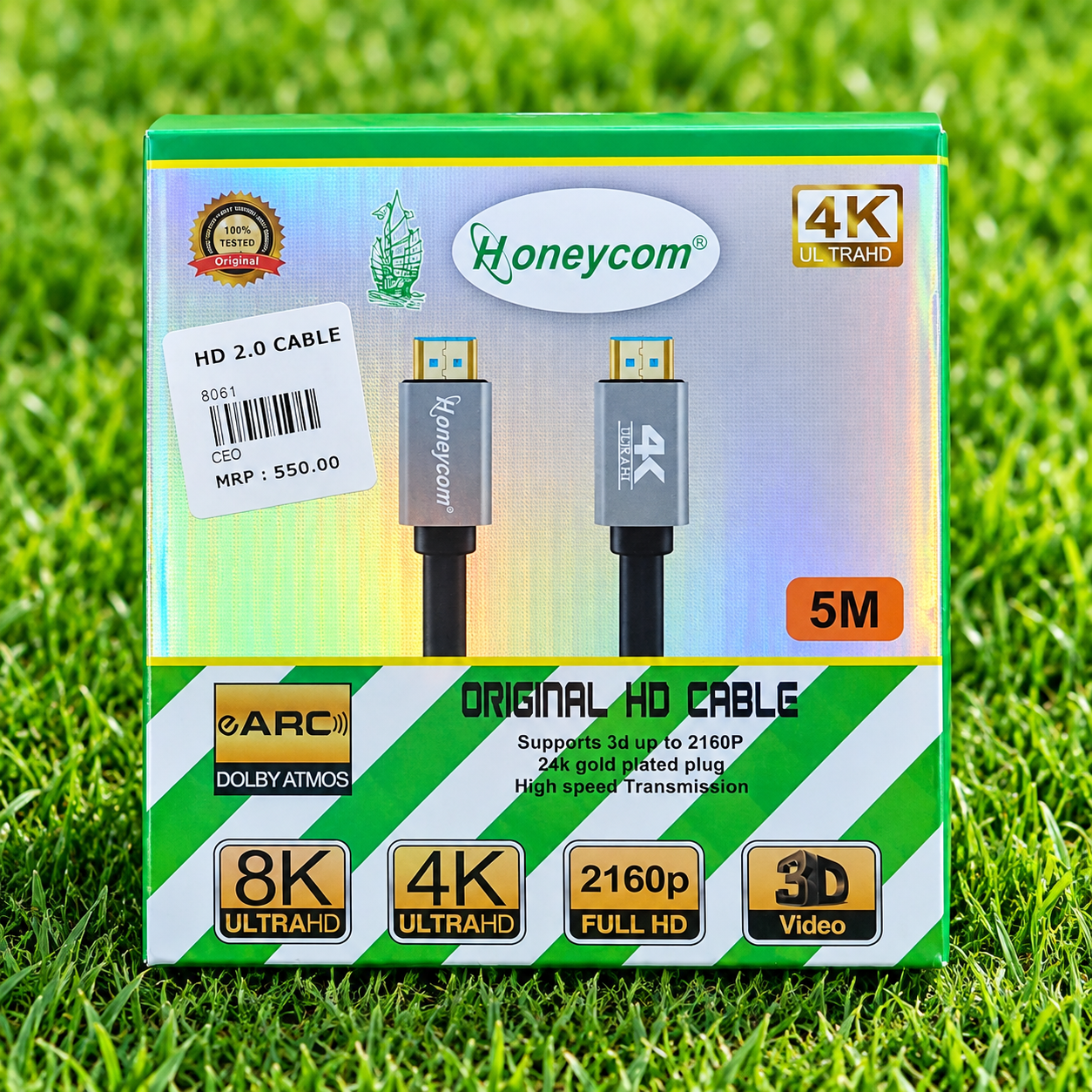 Honeycom HDMI 2.0 High-Speed HDMI Cable – 4K Ultra HD, HDTV Premium, ARC, 5M