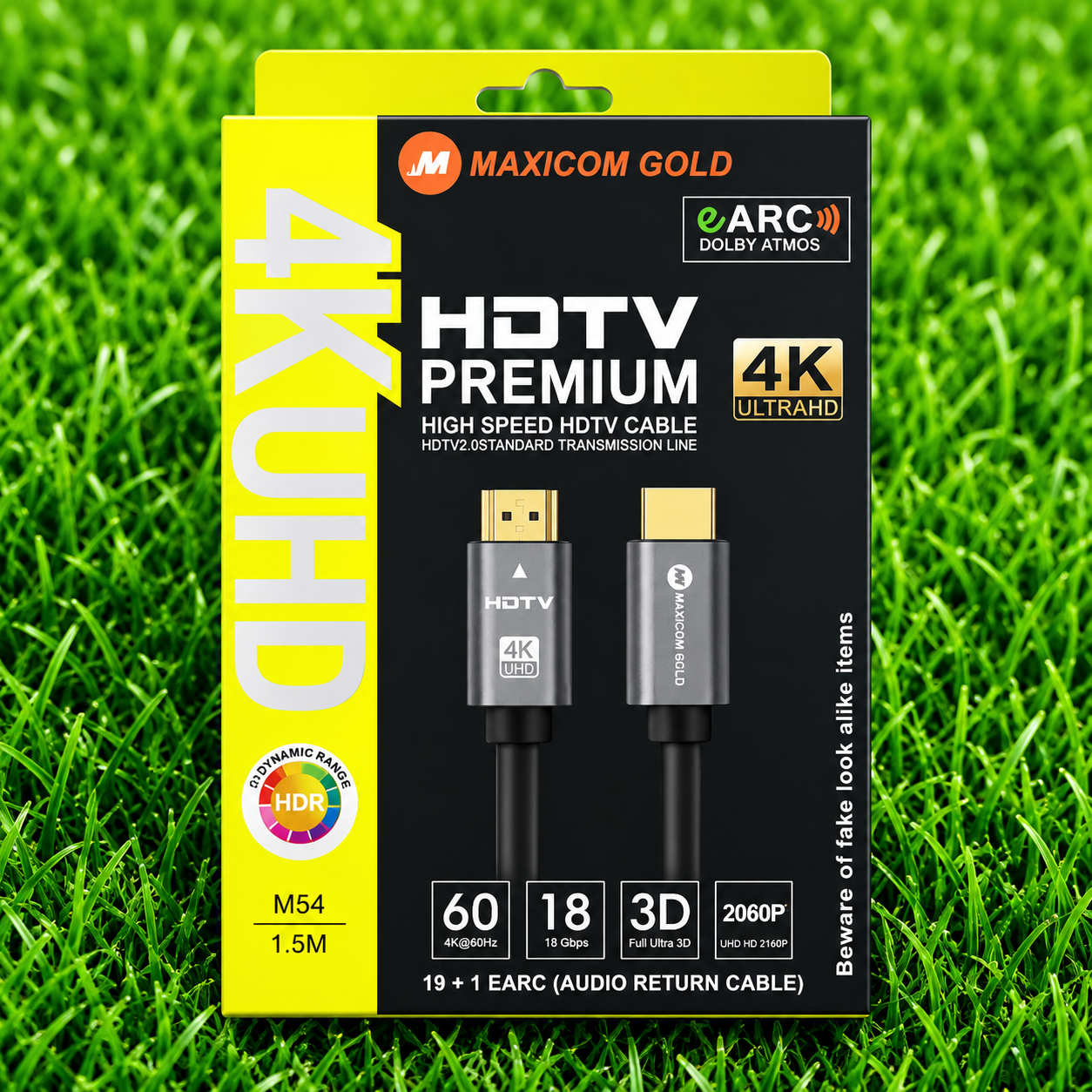 Maxicom Gold HDTV Premium HDMI Cable 1.5M | HDMI 2.0 High Speed | 4K Ultra HD | HDR | ARC | Dolby Atmos