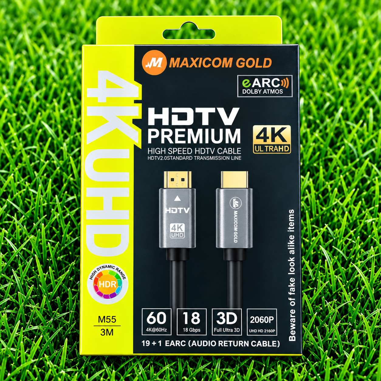 Maxicom Gold HDTV Premium HDMI Cable 3M | HDMI 2.0 High Speed | 4K Ultra HD | HDR | eARC | Dolby Atmos