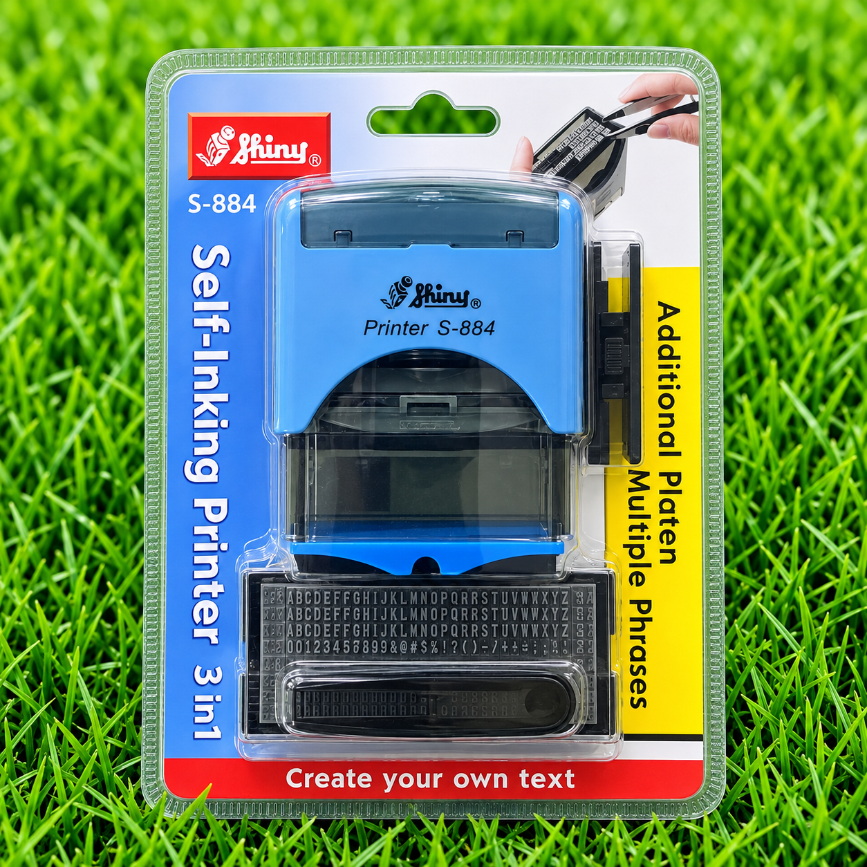Shiny S-884 Self-Inking Printer Stamp Kit with Additional Platen & Multiple Phrases