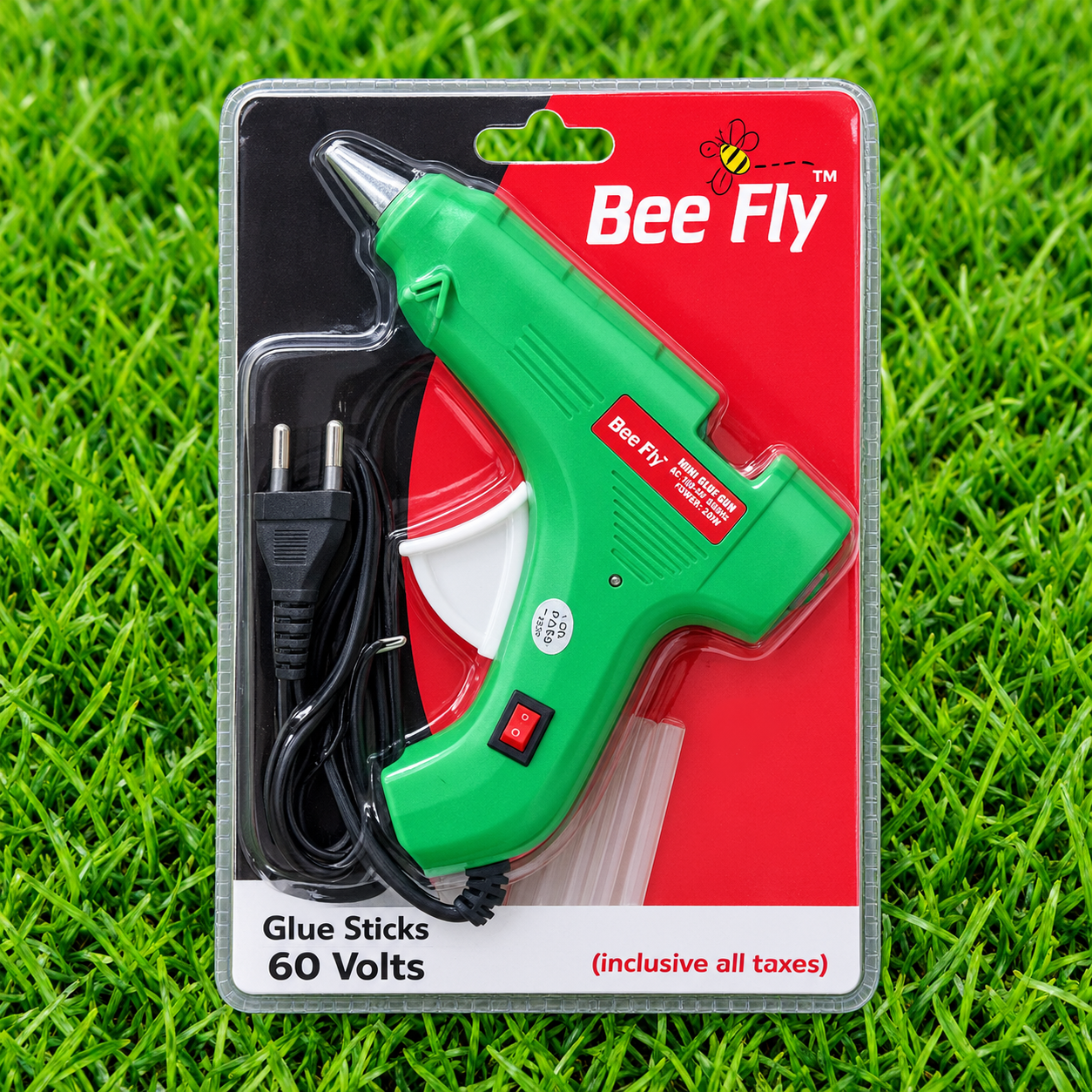 Bee Fly 60-Watt Hot Melt Glue Gun with On/Off Switch (Green)