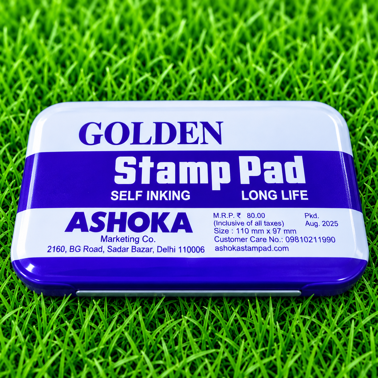 Golden Premium Blue Self-Inking Stamp Pad (110 mm x 97 mm)